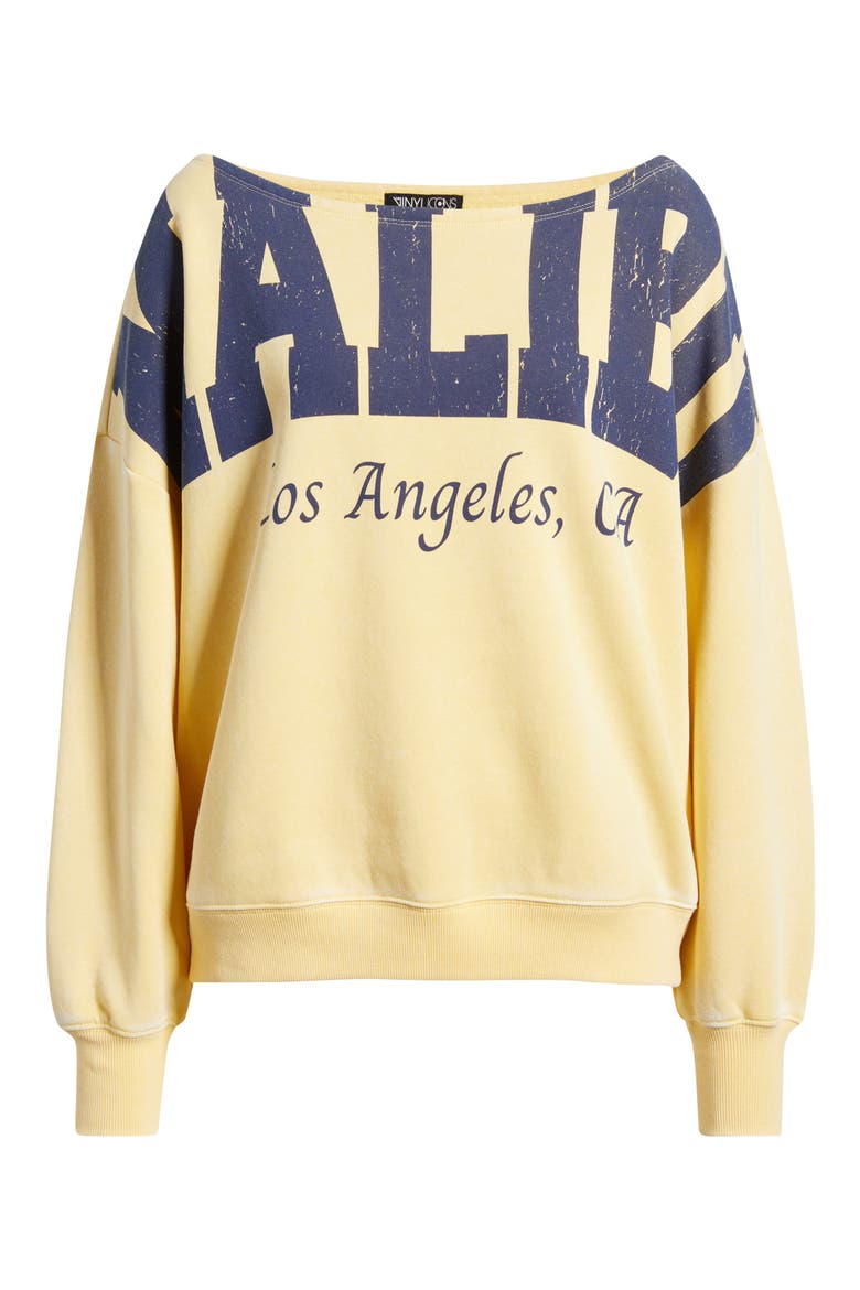 Malibu Off the Shoulder Graphic Sweatshirt, Alternate, color, YELLOW