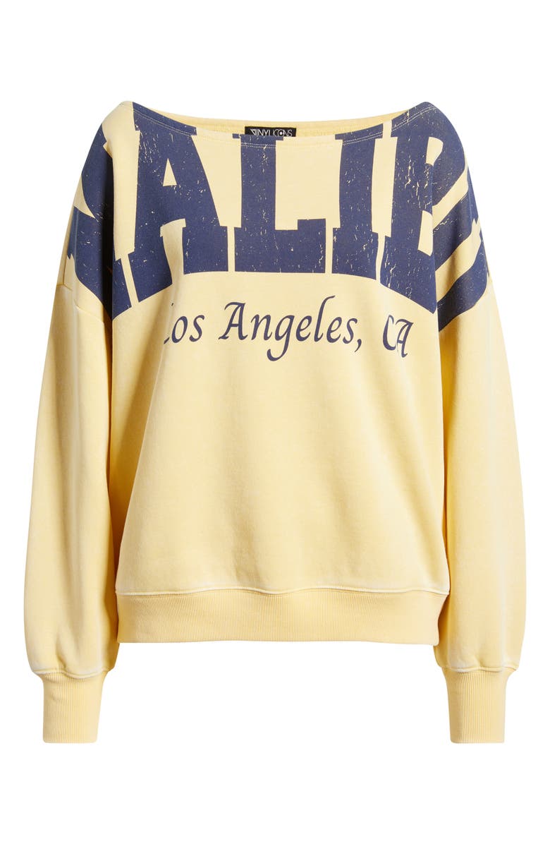 Vinyl Icons Malibu Off the Shoulder Graphic Sweatshirt, Alternate, color, Yellow