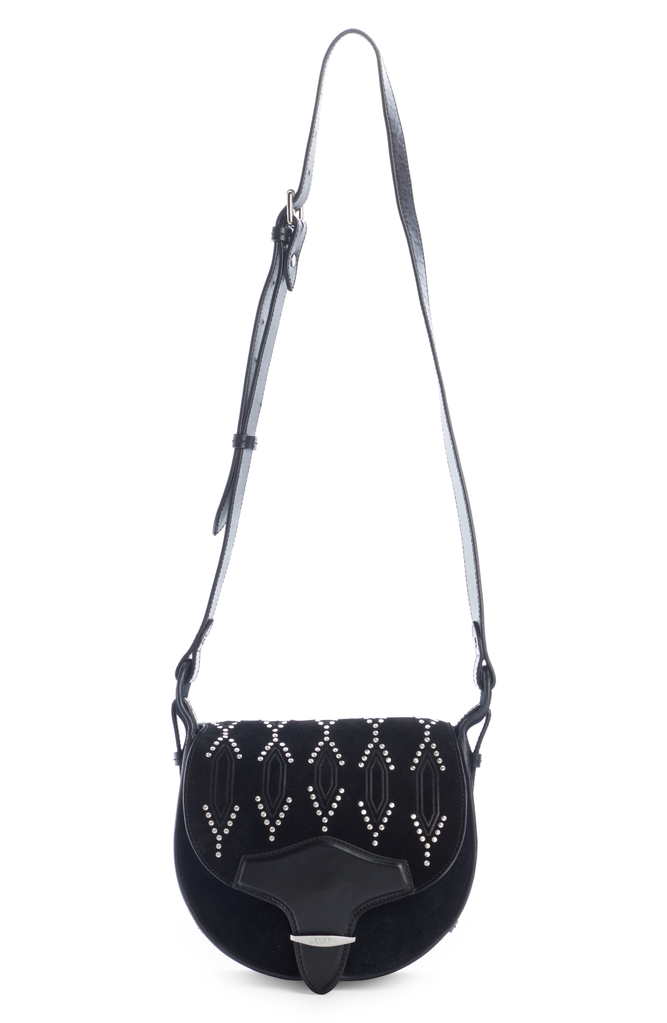 Isabel Marant Botsy Studded Suede Crossbody Bag, Main, color, 