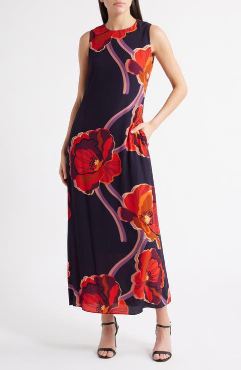 Iris Floral Print Sleeveless Maxi Dress