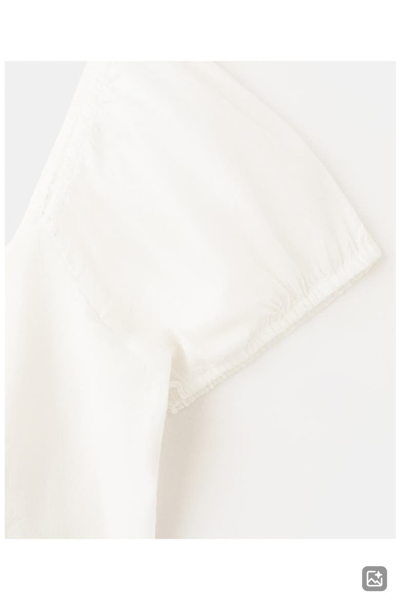 Puff Sleeve Cotton Crop Top, Alternate, color, OFF WHITE