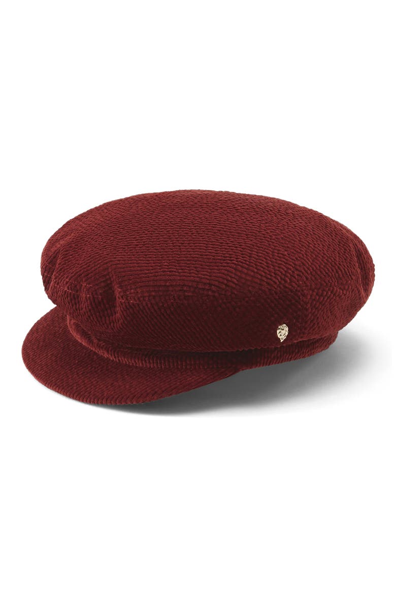 Jules Velvet Corduroy Baker Boy Hat, Main, color, DEEP RUST