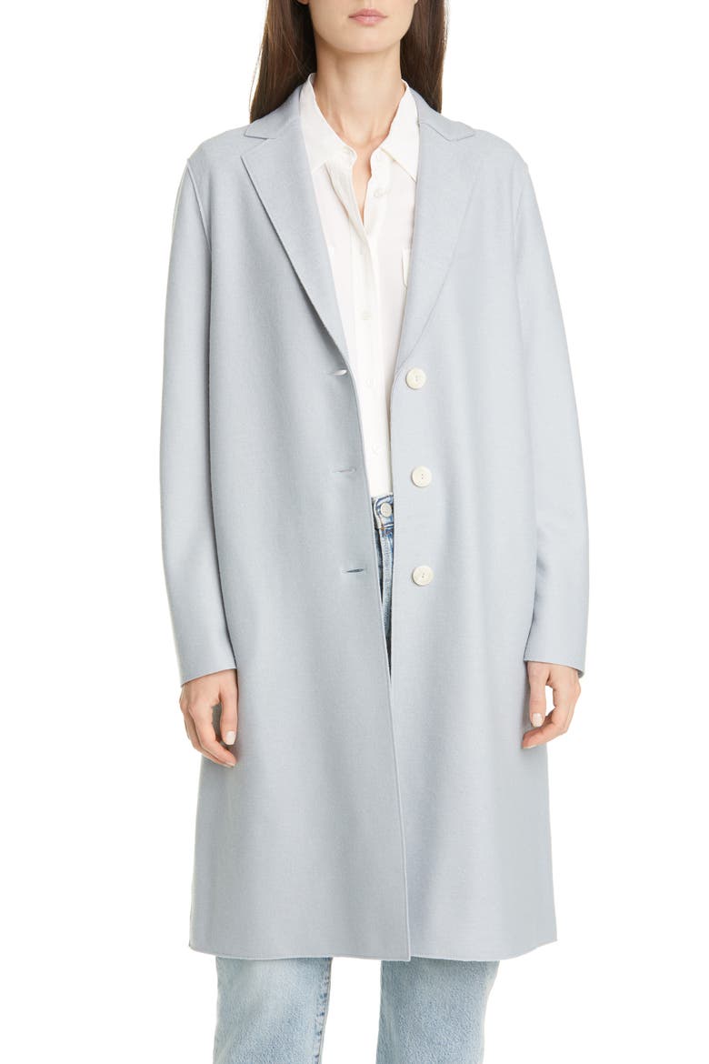 Pressed Wool Coat, Main, color, GREY BLUE