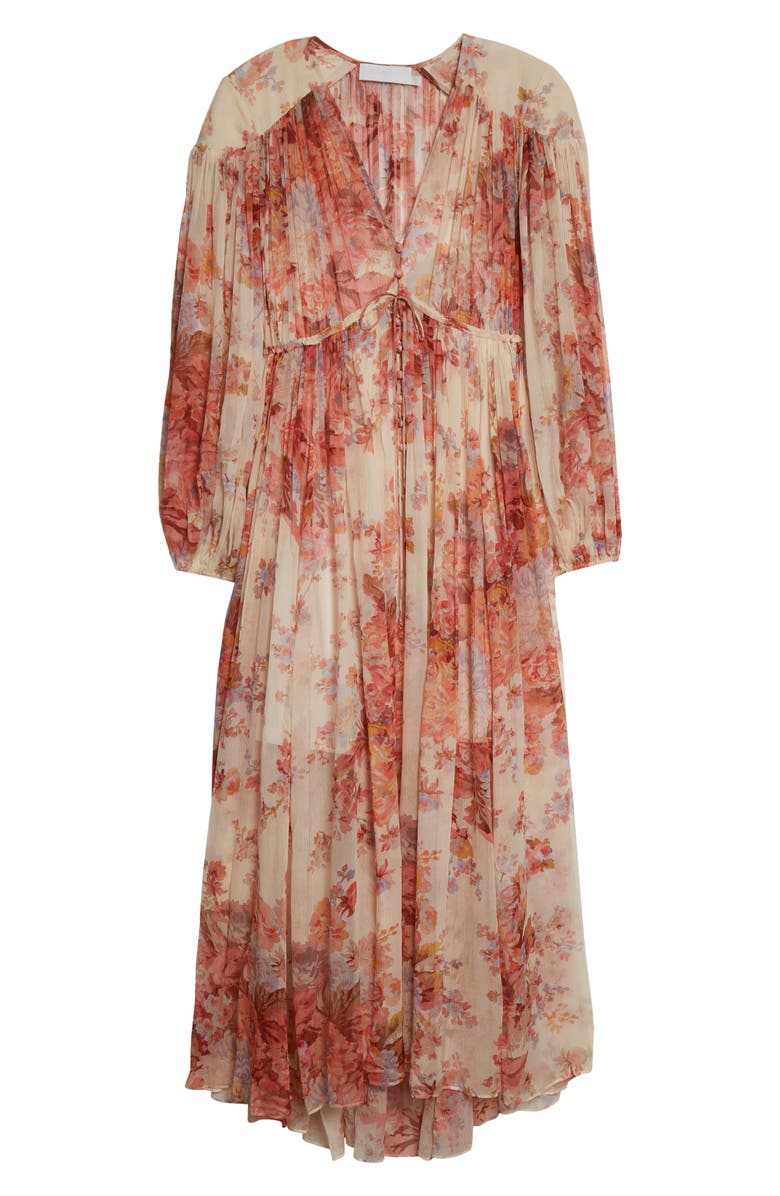 Zimmermann Devi Gathered Yoke Long Sleeve Chiffon Maxi Dress, Alternate, color, 