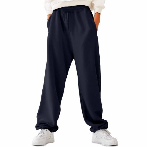 Dalix Mens Ghost Embroidered Fleece Sweats Pants In Navy Blue