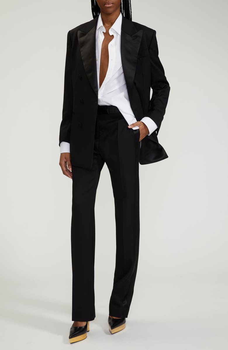 TOM FORD Grain de Poudre Wool Boyfriend Tuxedo Jacket, Main, color,