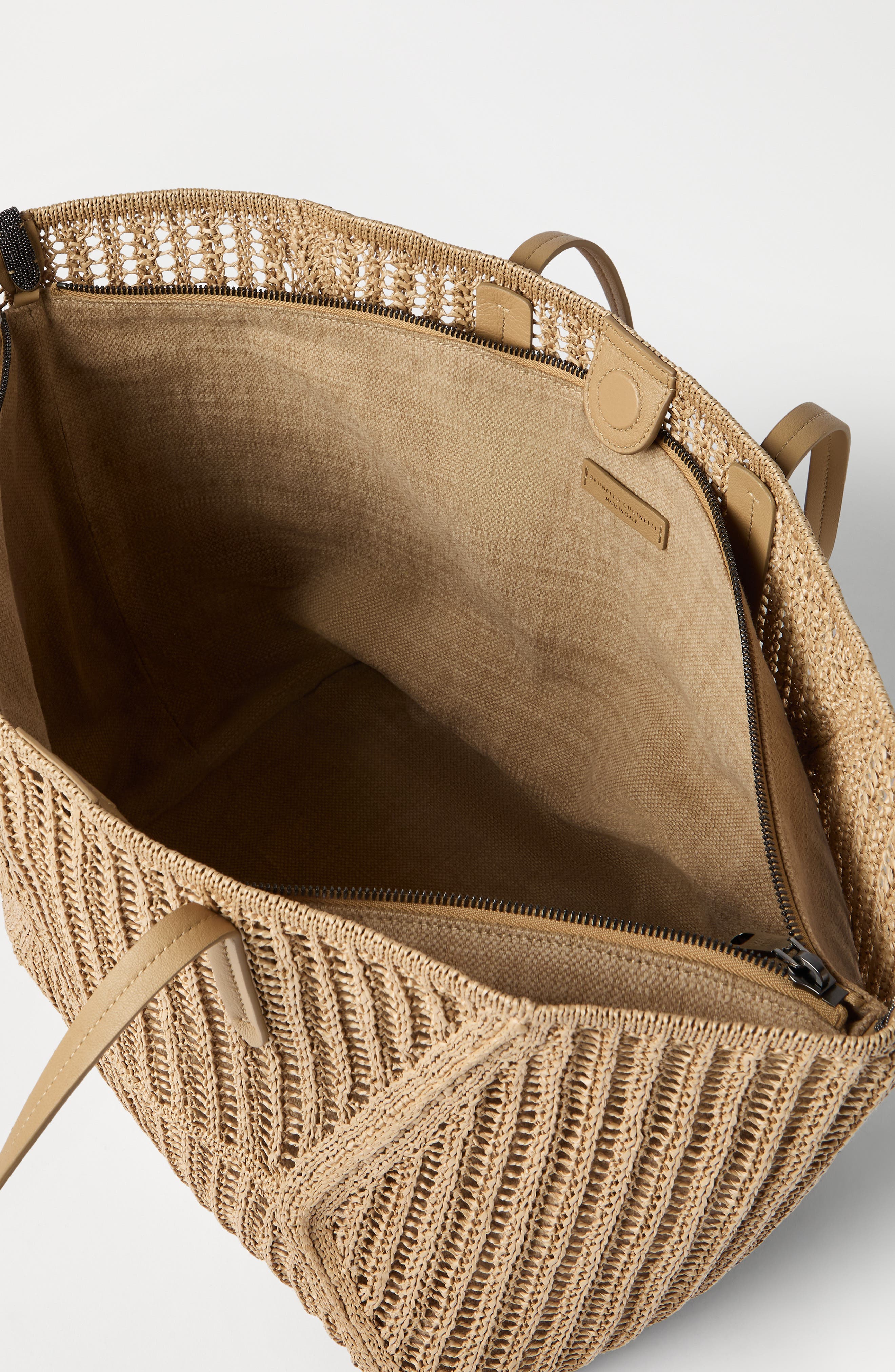 Brunello Cucinelli Techno raffia BC Duo bag, Alternate, color, Rope