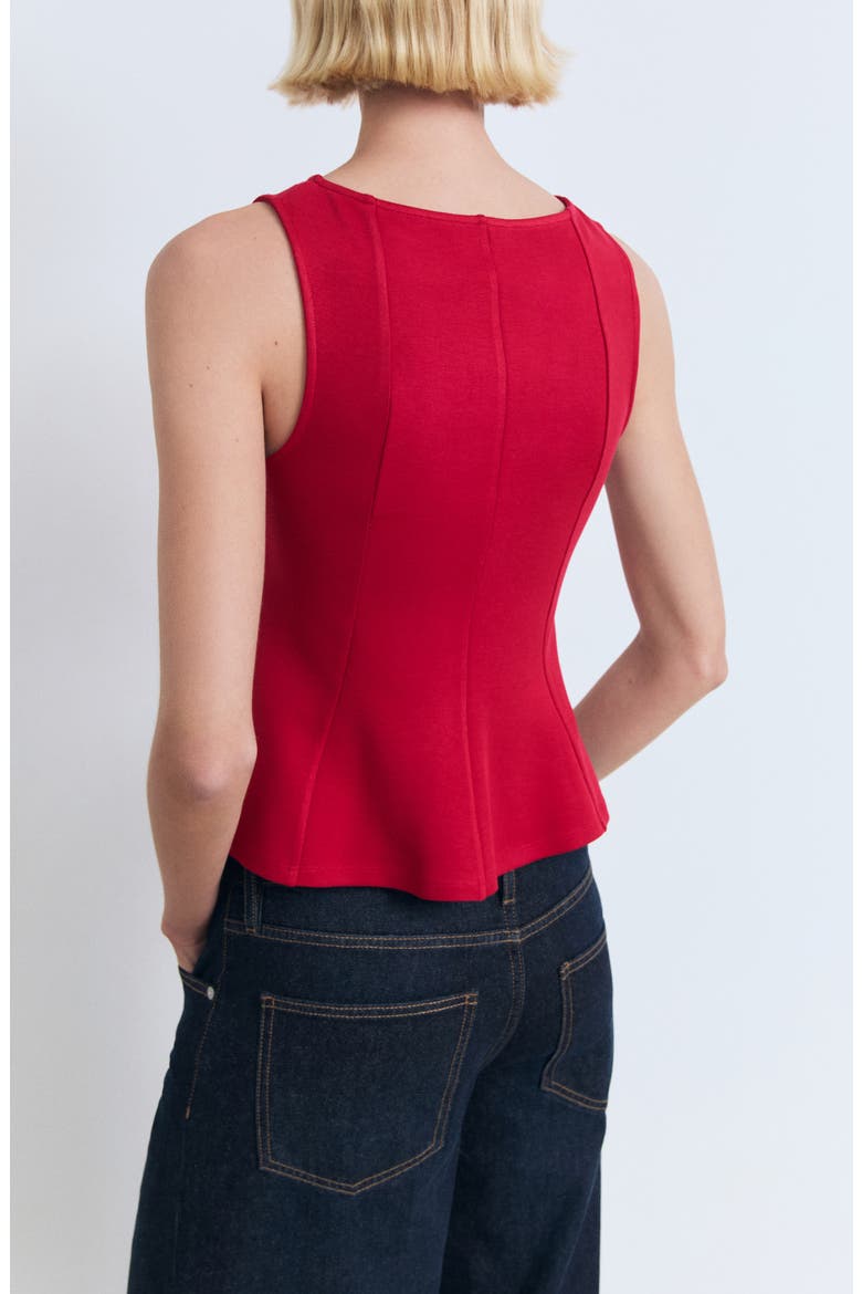Seam Detail Sleeveless Peplum Top, Alternate, color, RED
