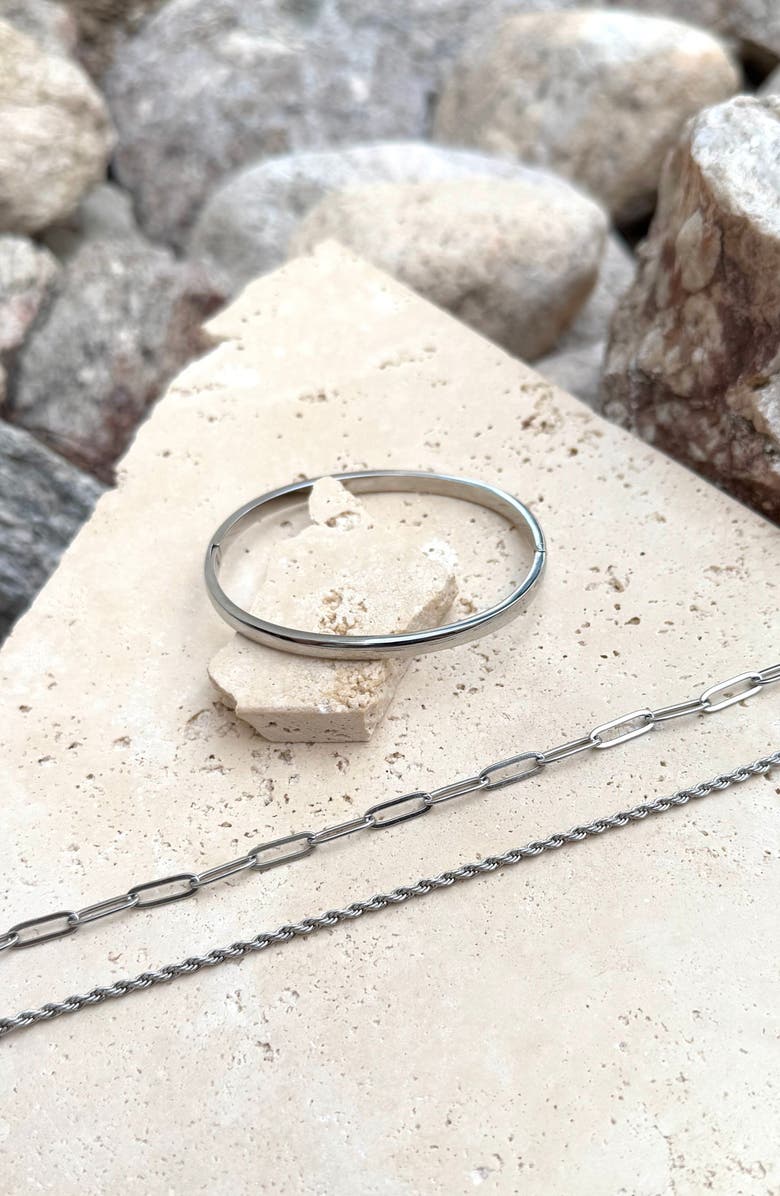 Adornia Set of 3 18K Gold Plated Stainless Steel Bracelets, Alternate, color, Silver