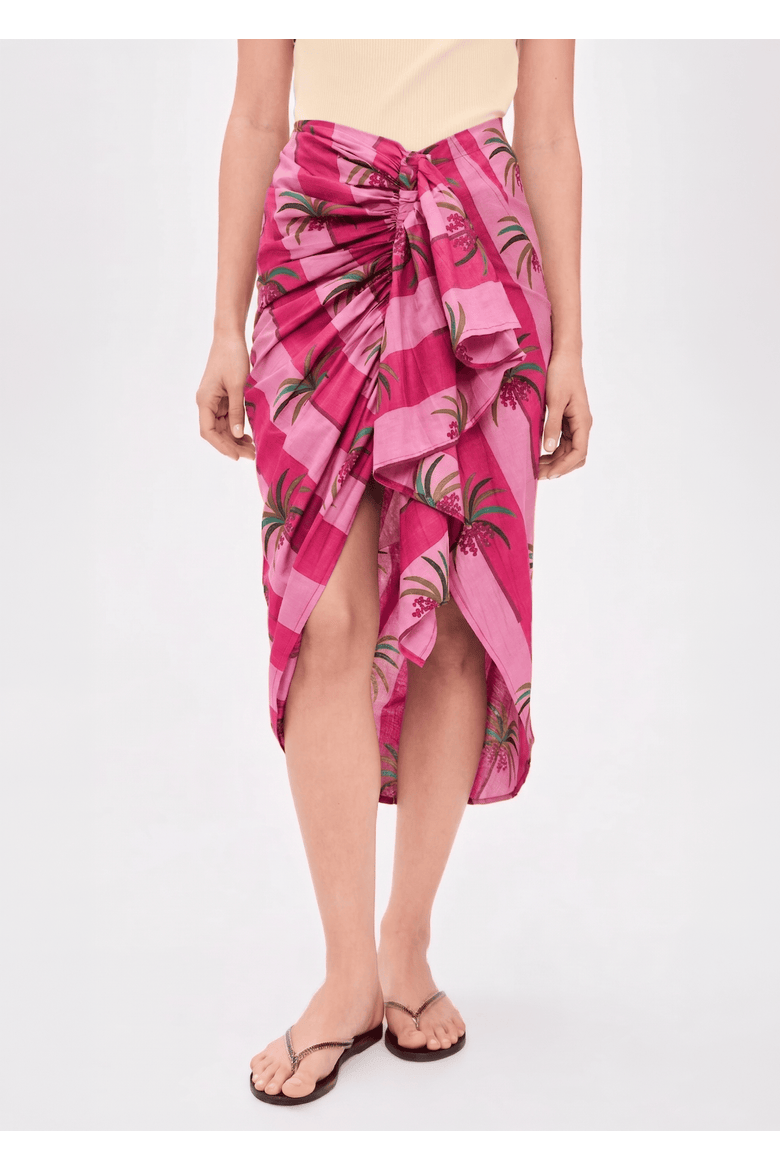 Luciana Palm Pareo Skirt, Alternate, color, Pink