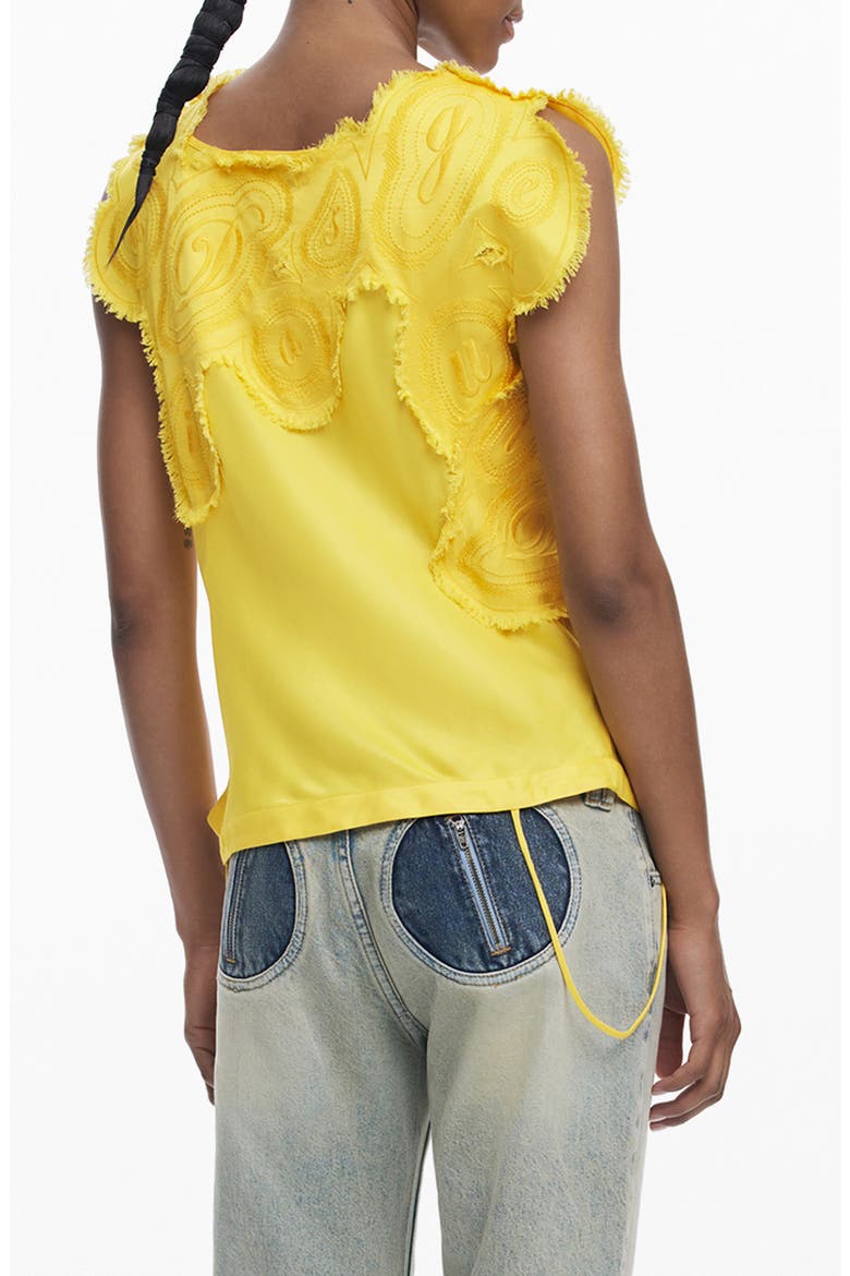 Raw Edge Cap Sleeve Top, Alternate, color, YELLOW