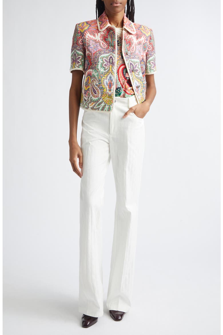 Paisley Short Sleeve Crop Jacket, Alternate, color, PRINT ON WHITE BASE