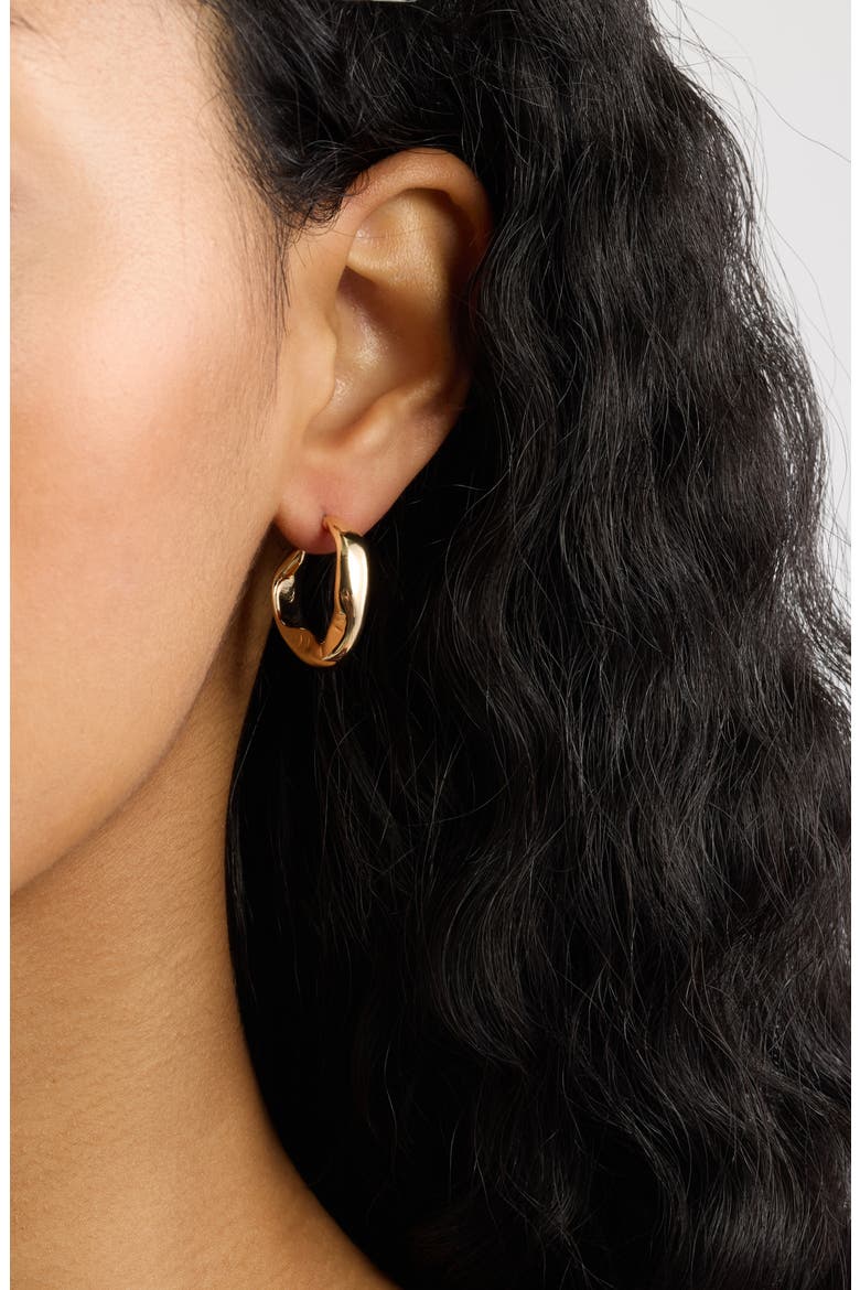 Set of 3 Organic Shape Hoop Earrings, Alternate, color, CLEAR- GOLD