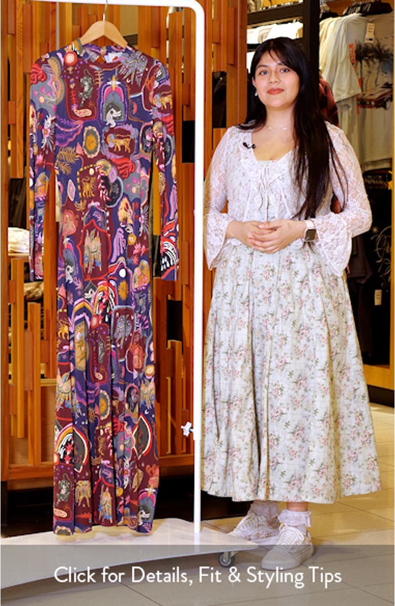 Artsy Surreal Long Sleeve Floral Jersey Dress, sales video thumbnail