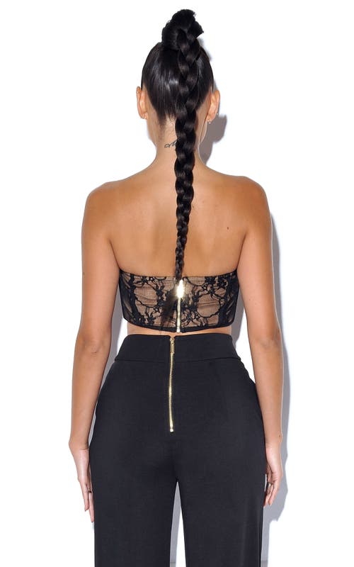 Miss Circle New Romance Bralette Lace Corset Top In Black