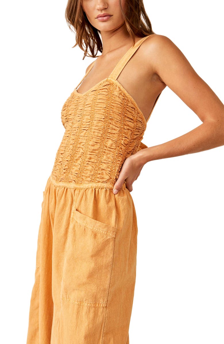 Free People Forever Always Cotton Wide Leg Jumpsuit, Alternate, color, Melo Pearl