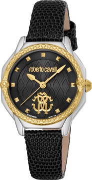 Roberto Cavalli by Franck Muller Leather Strap Watch, 32mm
