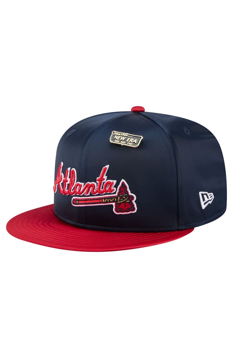 New Era Men's New Era Navy/Red Atlanta Braves Satin 59FIFTY Fitted Hat, Alternate, color, 