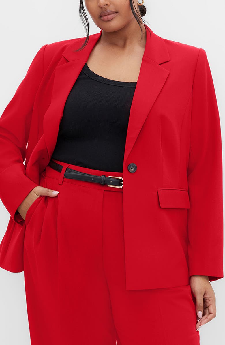 City Chic Clea One-Button Blazer, Main, color, Red
