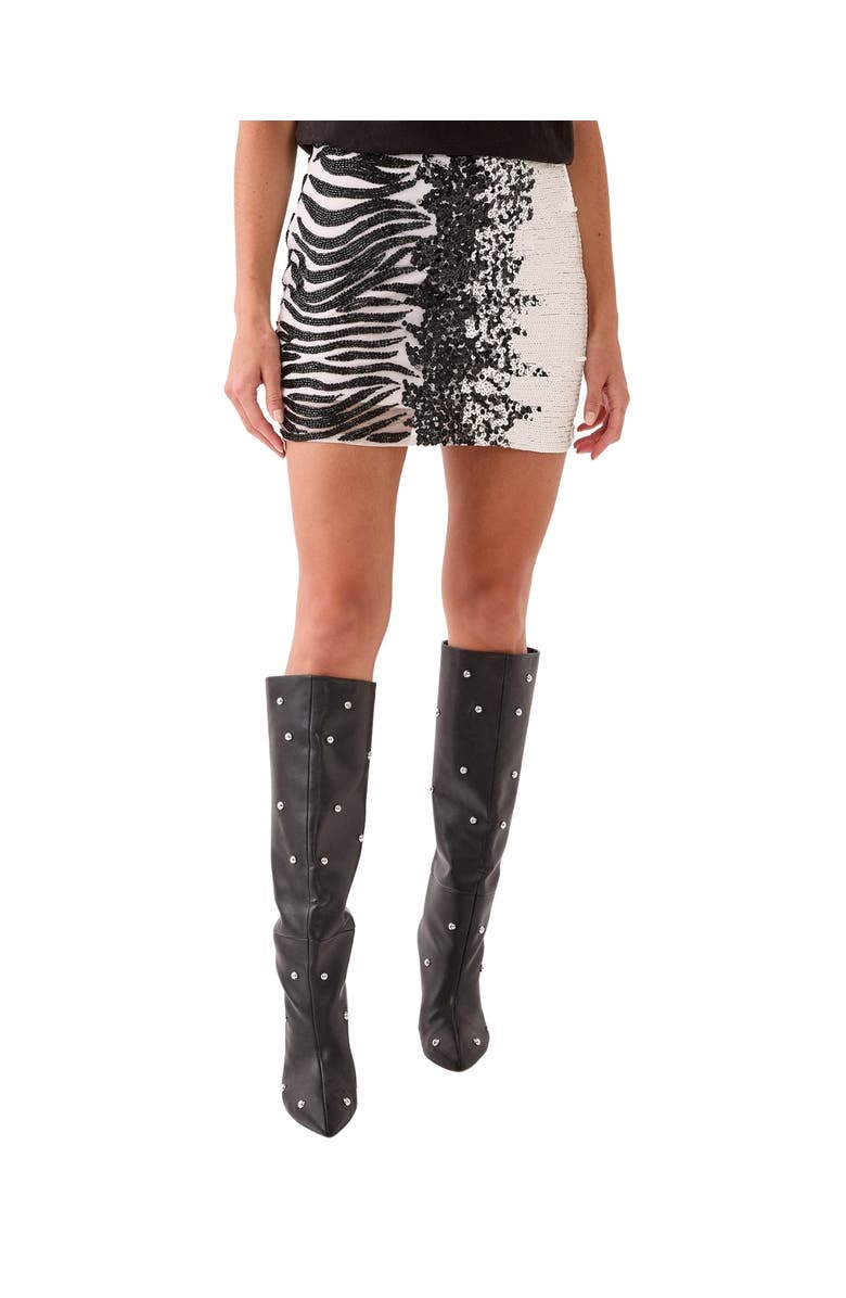 NASTY GAL Zebra Ombre Hand Embellished Mini Skirt, Alternate, color, Mono