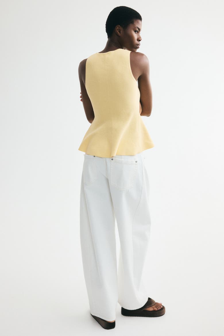 H&M Rib-knit Peplum Sleeveless Top (Women) | Nordstrom