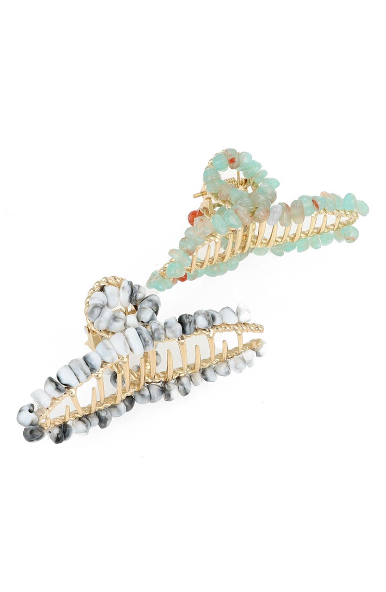 L. Erickson Set of 2 Roxy Assorted Jaw Hair Clips, Main, color, Black/ Blue