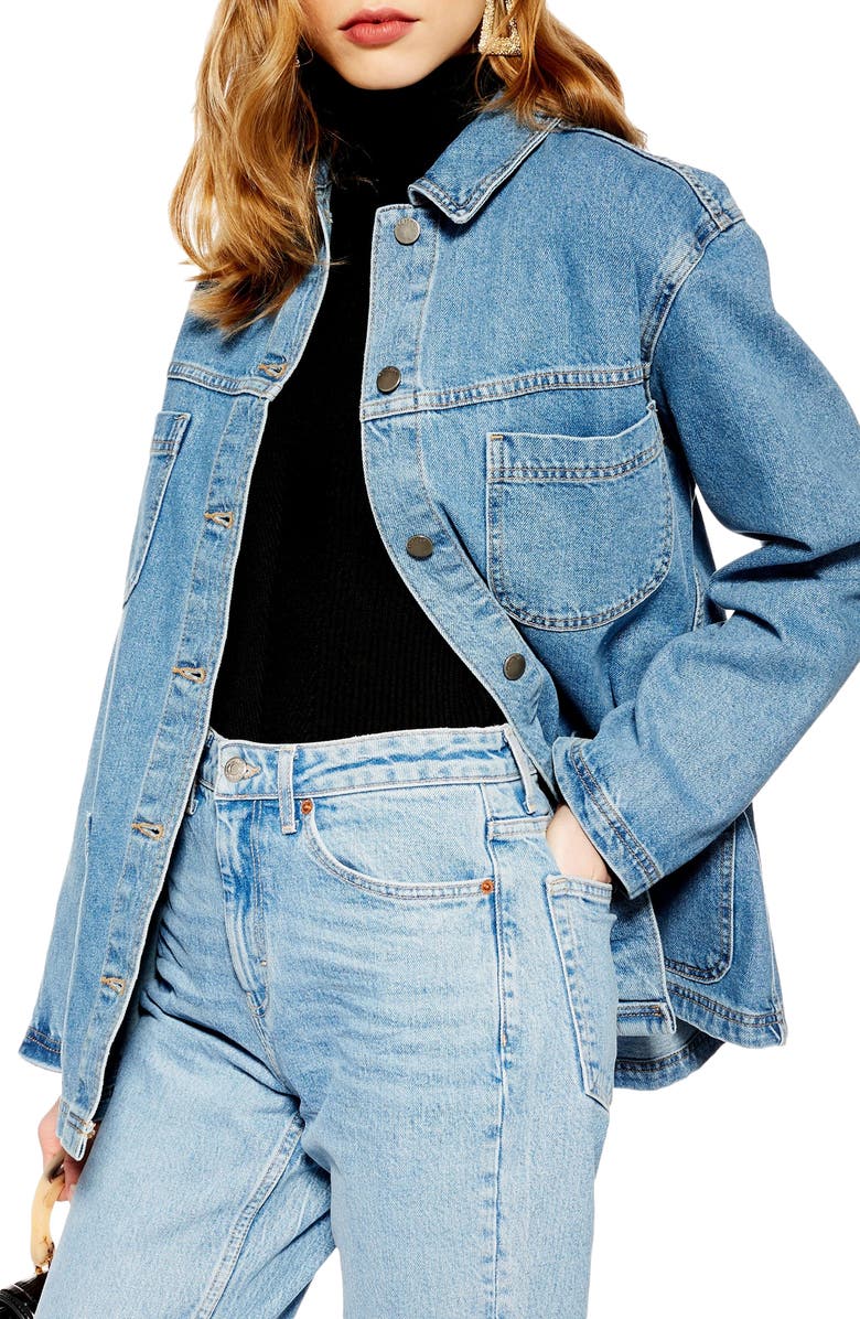Topshop Oversize Denim Jacket, Alternate, color, 