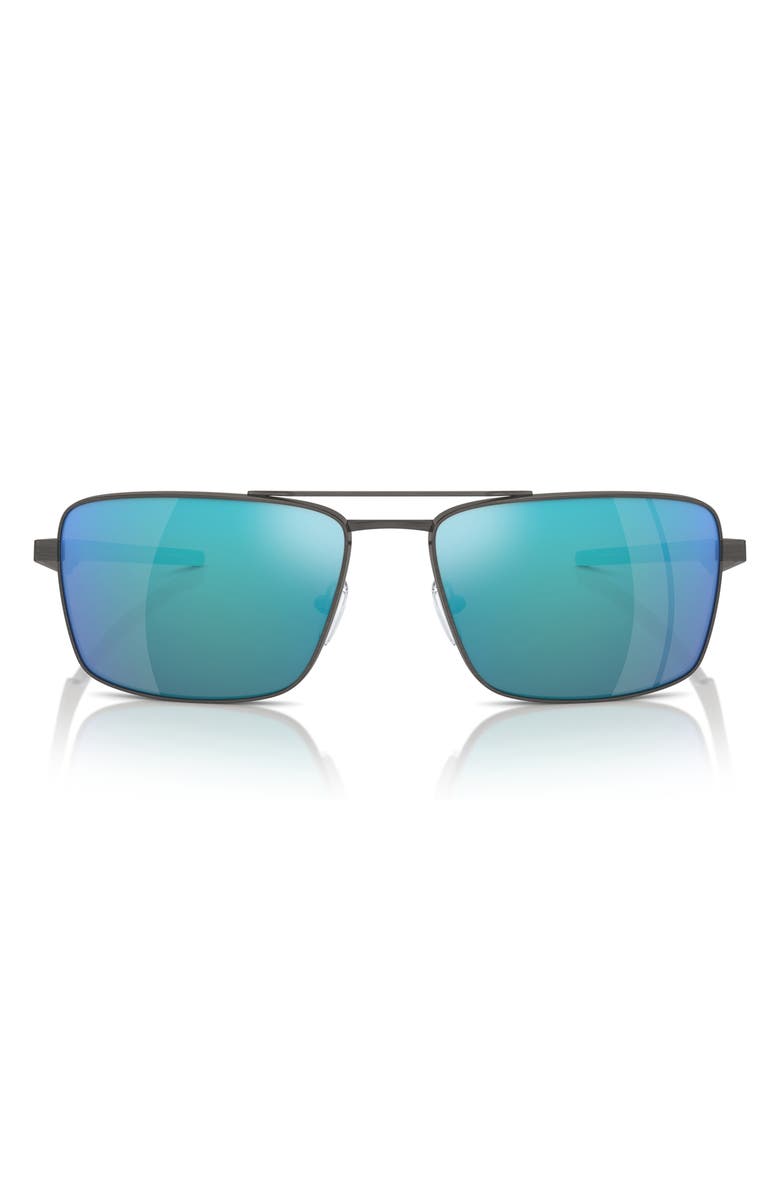 Scuderia Ferrari x Scuderia Ferrari 60mm Polarized Rectangular Sunglasses, Main, color, Dark Gunmetal