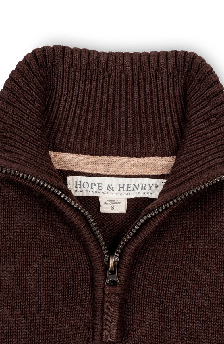 Hope & Henry Kids' Organic Half Zip Pullover Sweater with Elbow Patches, Alternate, color, Chocolate