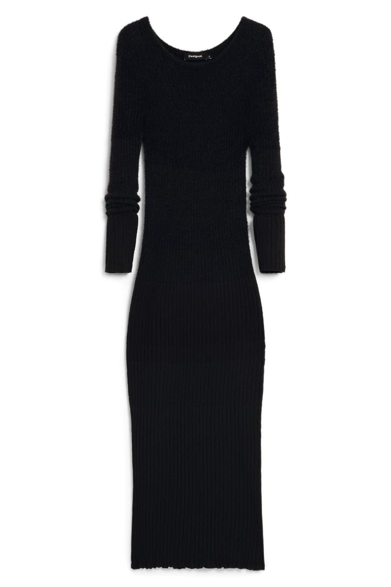 Long Sleeve Sweater Maxi Dress, Alternate, color, BLACK