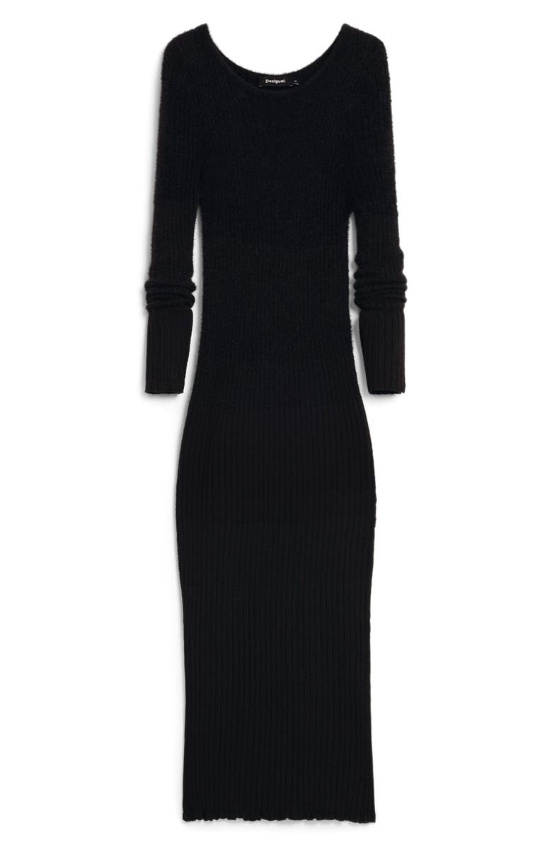 Desigual Long Sleeve Sweater Maxi Dress, Alternate, color, Black