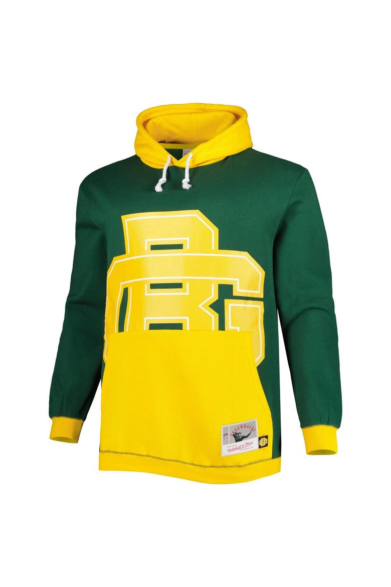 Men's Mitchell & Ness Green/Gold Green Bay Packers Big & Tall Big Face Pullover Hoodie, Alternate, color, Green