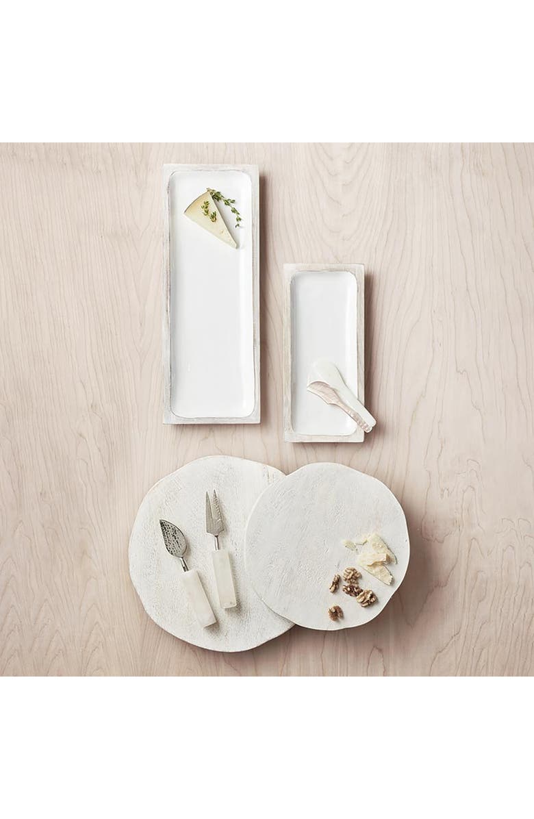 CREATIVE BRANDS Large Textured Mango Wood Tray, Alternate, color, White