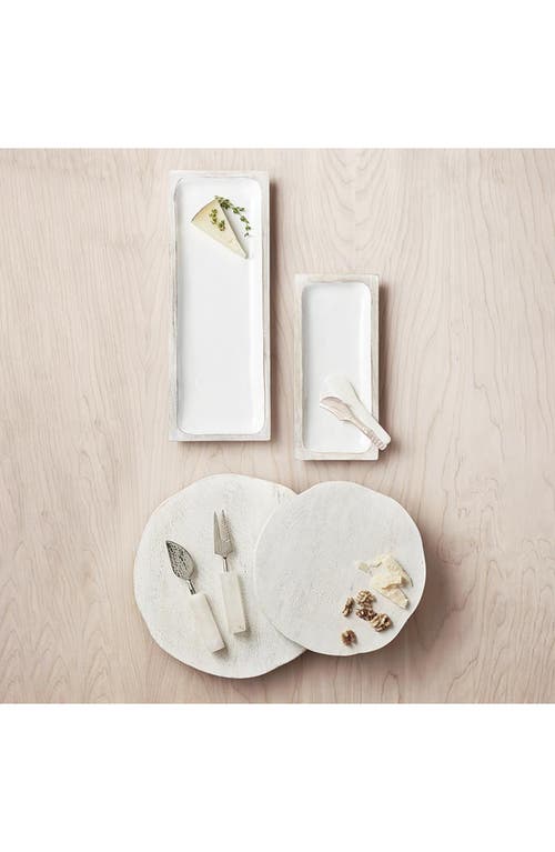 Creative Brands Large Textured Mango Wood Tray In White
