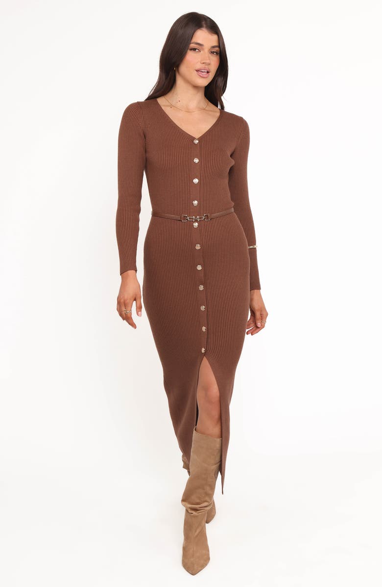 Petal & Pup Byrdie Long Sleeve Maxi Sweater Dress, Alternate, color, Chocolate Brown