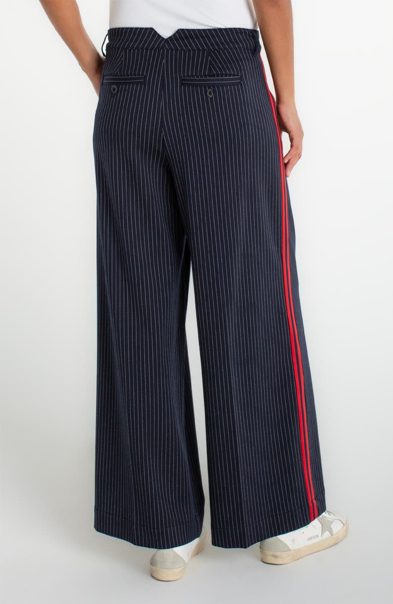 Liverpool Los Angeles Pinstripe & Side Stripe Pleated Drawstring Pants, Alternate, color, Deep Midnight Stripe