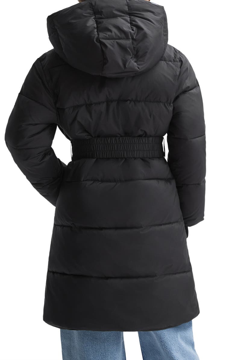 Reiss Kids' Tia Jr. Quilted Hooded Coat, Alternate, color, Black