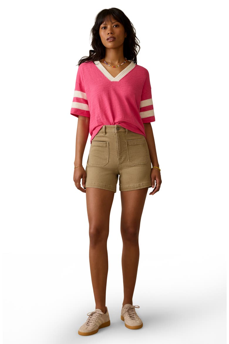 Varsity Stripe Organic Cotton T-Shirt, Alternate, color, HOT PINK VARSITY