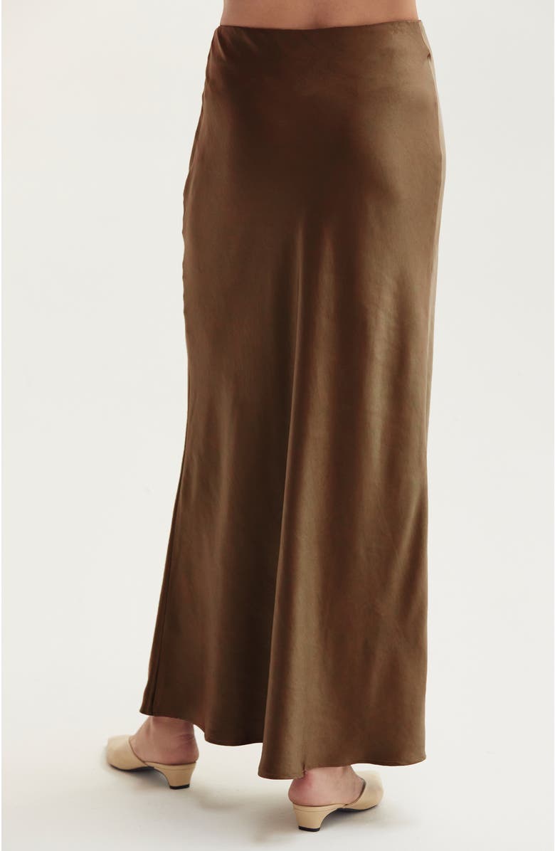 CRESCENT Crushed Satin Maxi Skirt, Alternate, color, Espresso