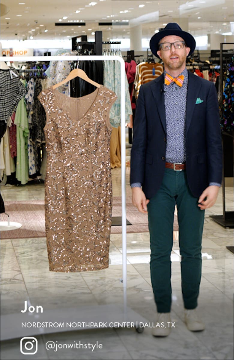 Sequin Cap Sleeve Sheath Cocktail Dress, sales video thumbnail