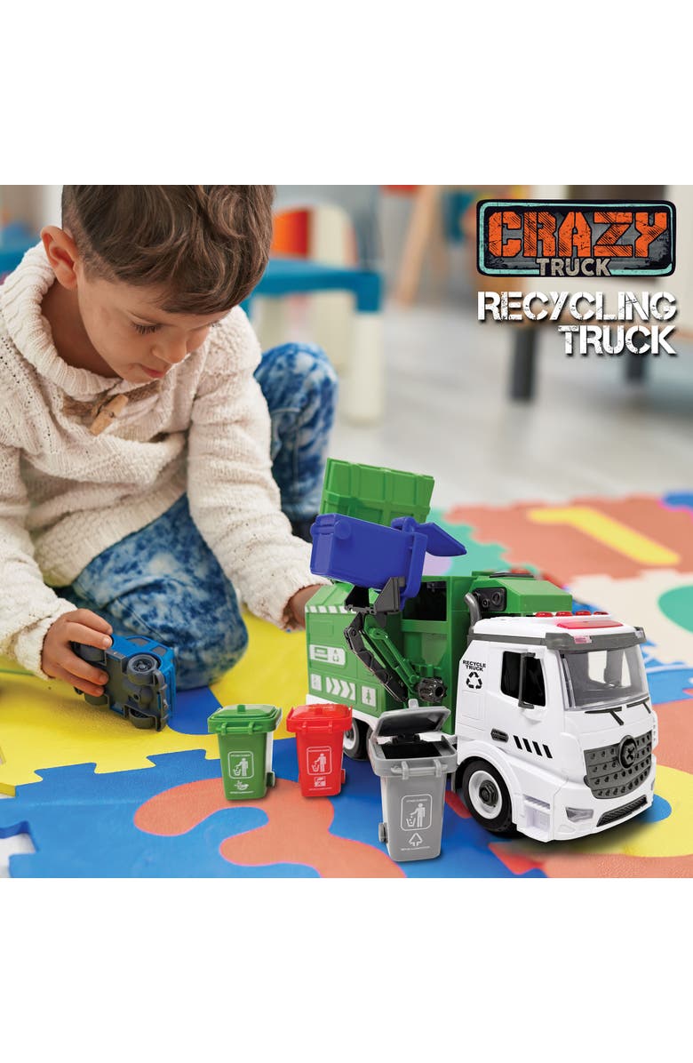Crazy Truck Recycling Truck Lights and Sounds City Vehicle Toy Set, Alternate, color, Multicolored