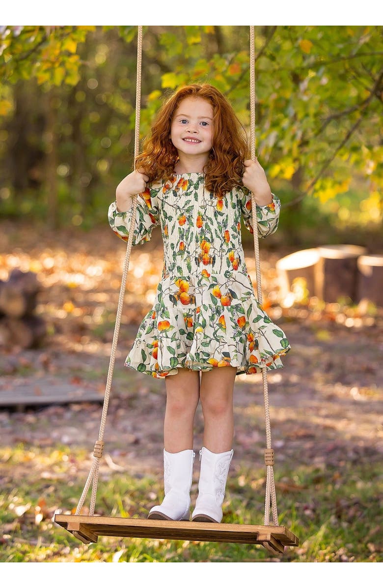 Mabel + Honey Clementine Smocked Long Sleeve Dress, Alternate, color, Orange