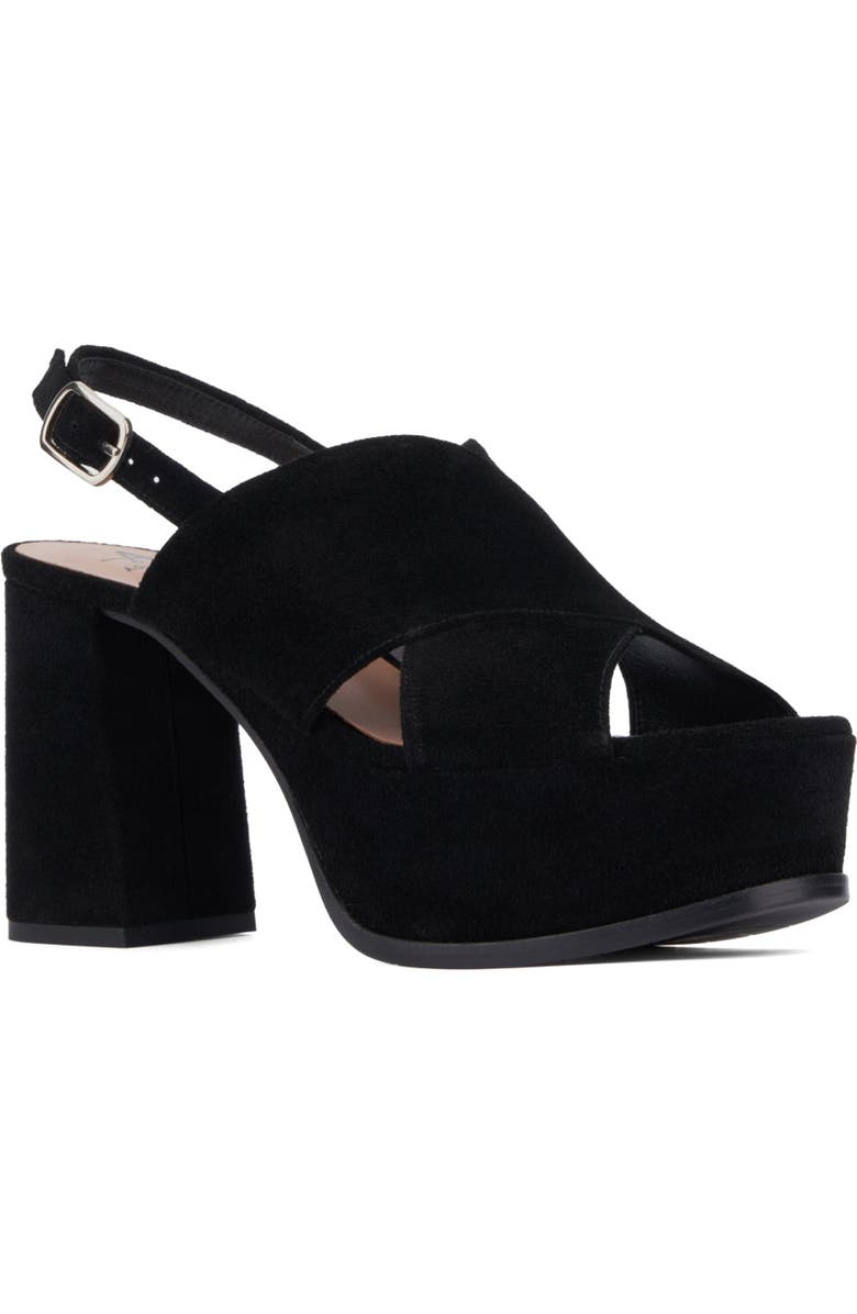 Aquatalia Nadina Platform Weatherproof Slingback Sandal, Main, color, Black