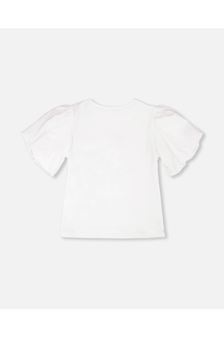 Organic Cotton Jersey Embroidery Short Sleeve Top, Alternate, color, White