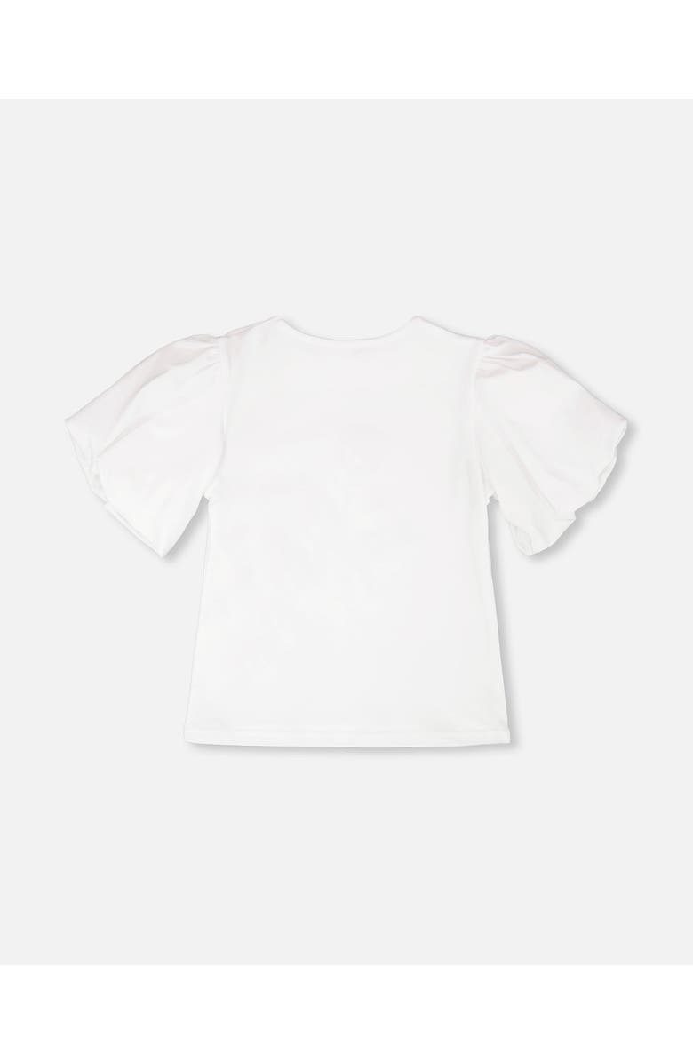 Deux par Deux Organic Cotton Jersey Embroidery Short Sleeve Top, Alternate, color, White