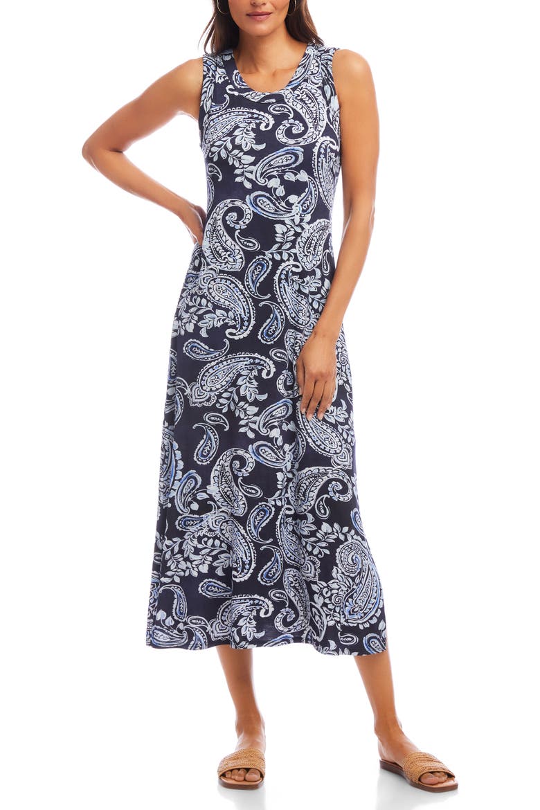 Paisley Sleeveless Jersey Midi Dress, Main, color, PAISLEY