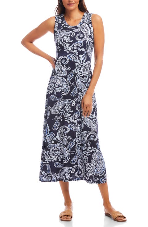 Paisley Sleeveless Jersey Midi Dress (Regular & Petite)