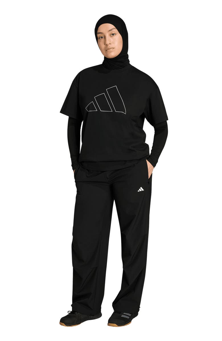 adidas Power Essentials Workout Oversize Logo T-Shirt, Alternate, color, Black