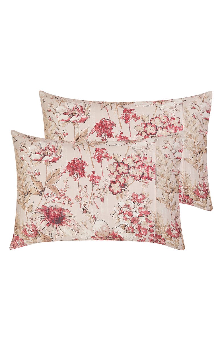 SOUTHSHORE FINE LINENS Skye Collection Extra Deep Cotton Sheet Set, Alternate, color, Natural/ Red