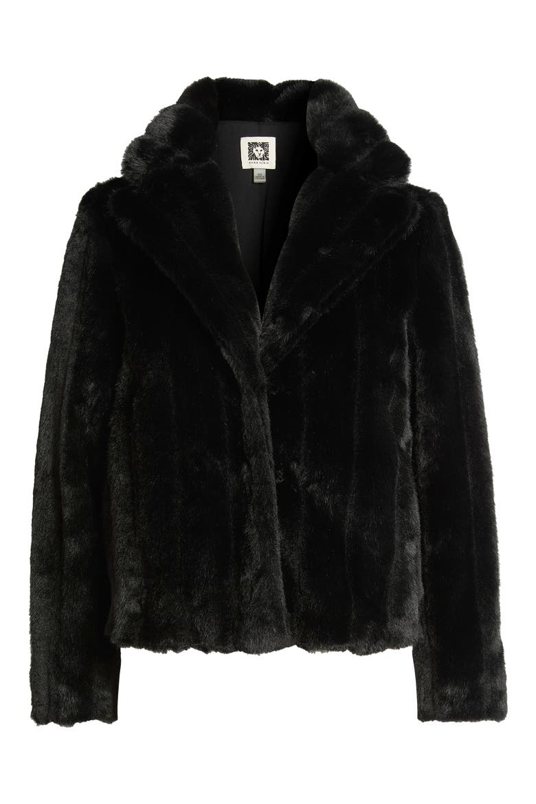 Faux Fur Crop Jacket, Alternate, color, ANNE BLACK